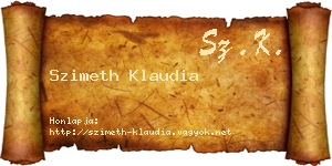Szimeth Klaudia névjegykártya